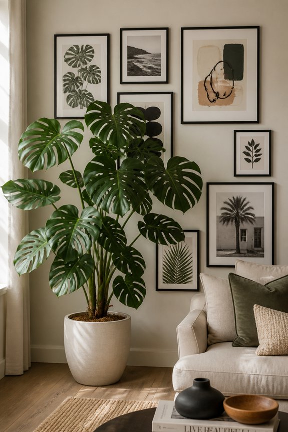 gallery wall with greenery