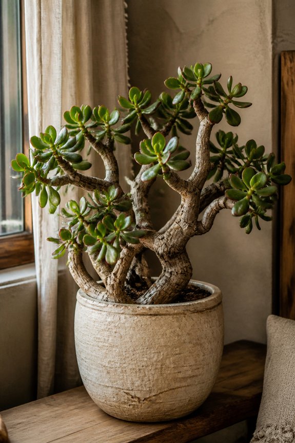 gnarled sculptural jade plants