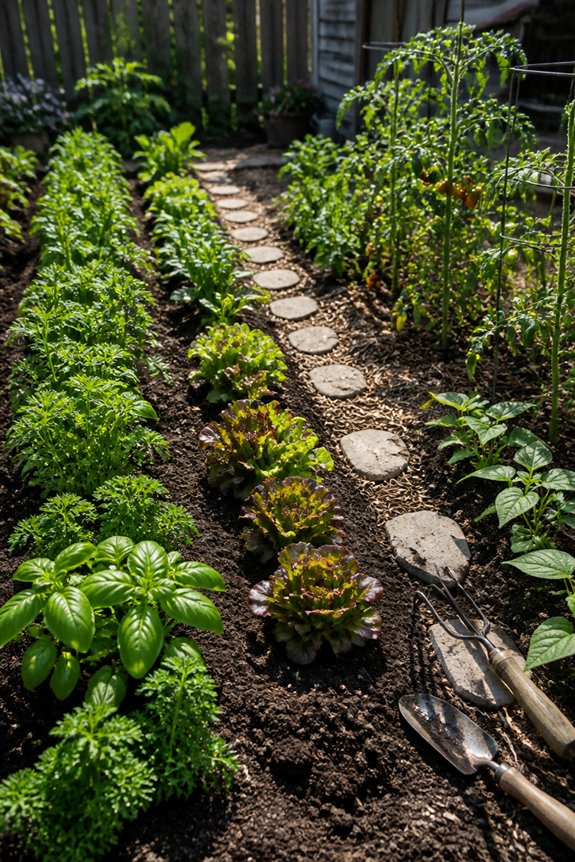 informal productive garden layout