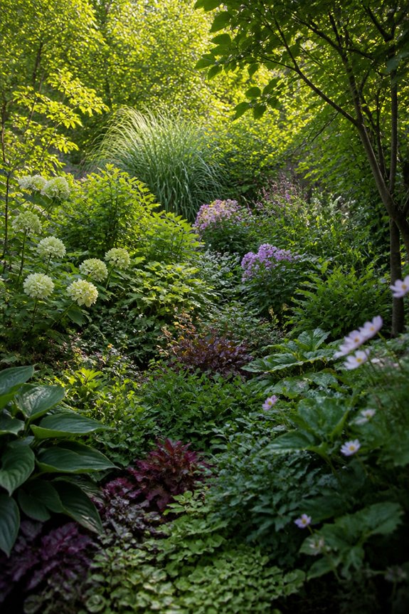 layered planting obscures boundaries