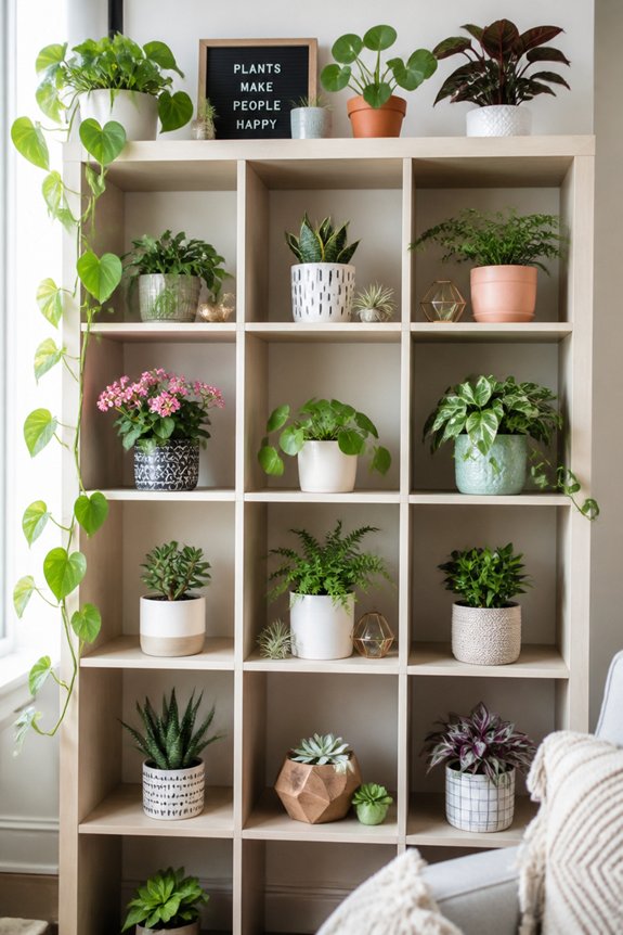 modular plant display shelves