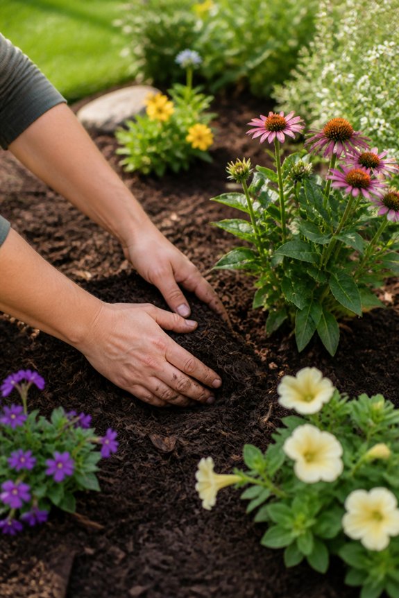 mulch flower beds efficiently