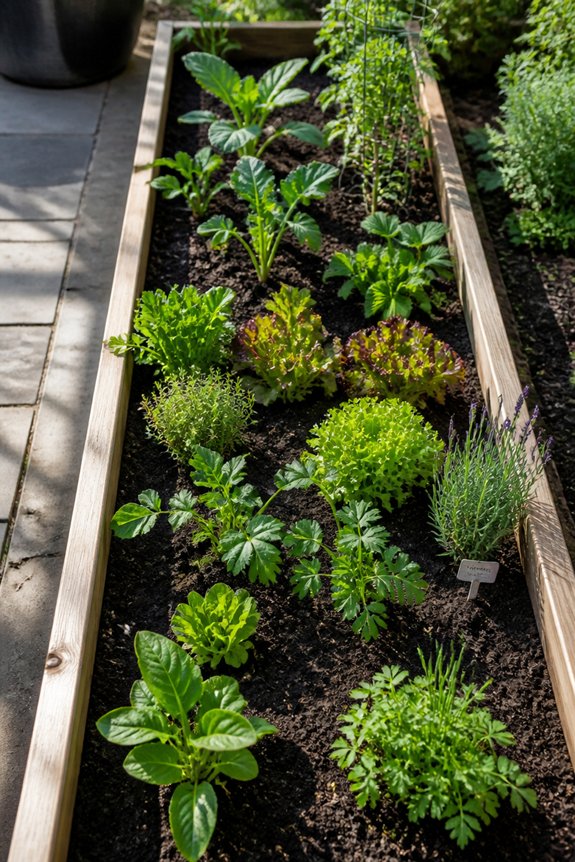 narrow borders with raised beds