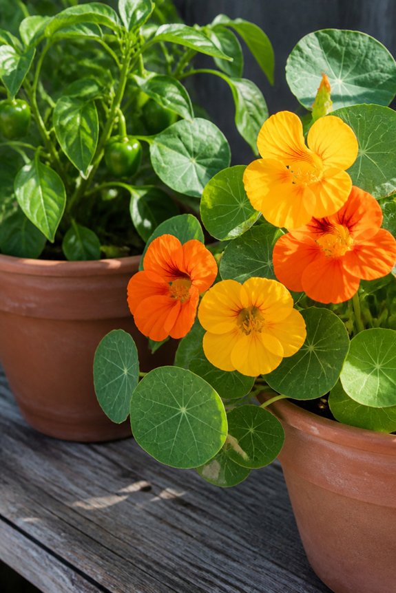 nasturtiums protect nearby peppers