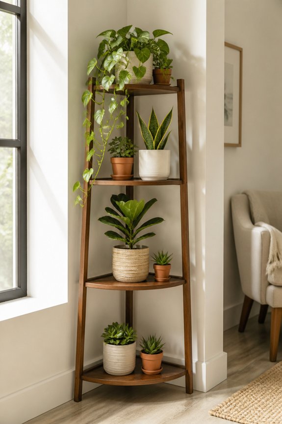 non drilling corner plant shelves