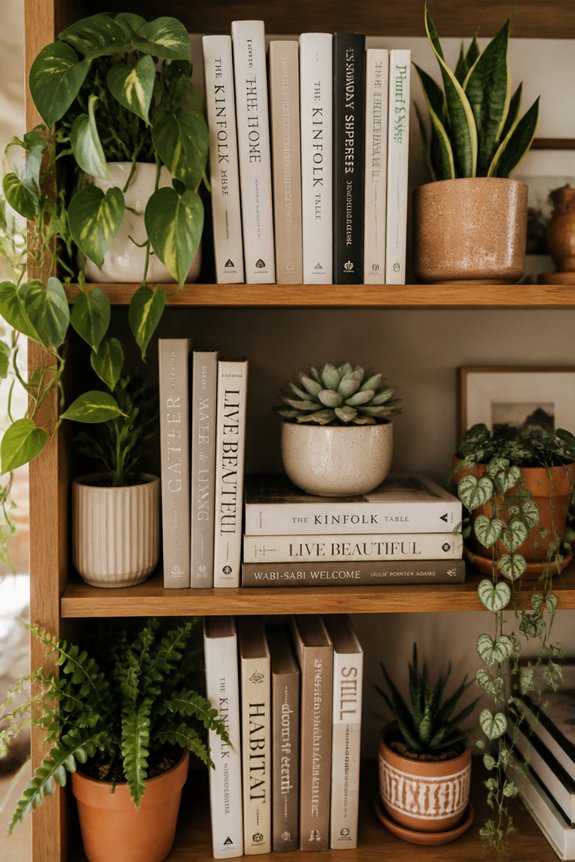 planter selection enhances bookshelves