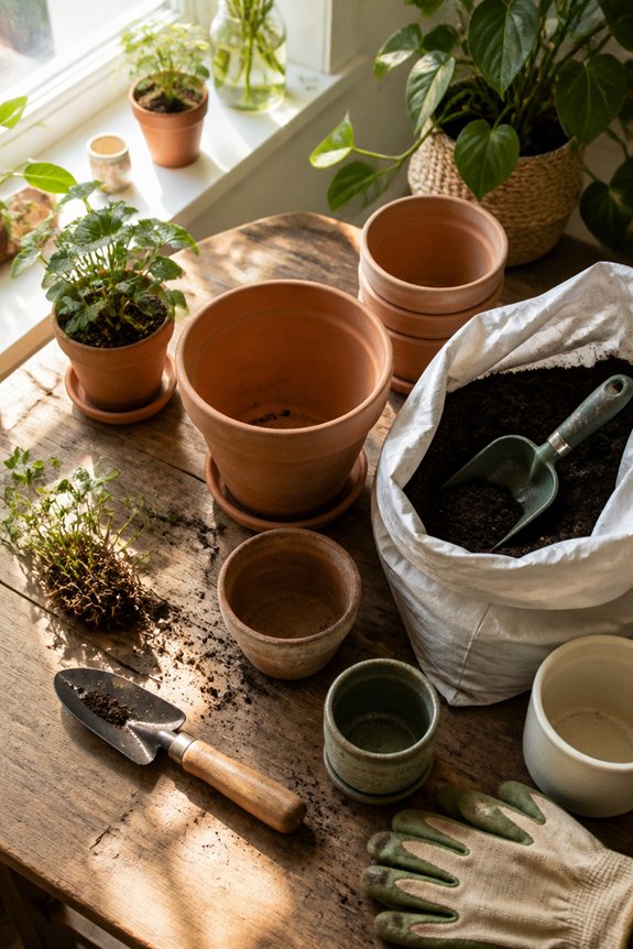 prepare pots soil sunlight