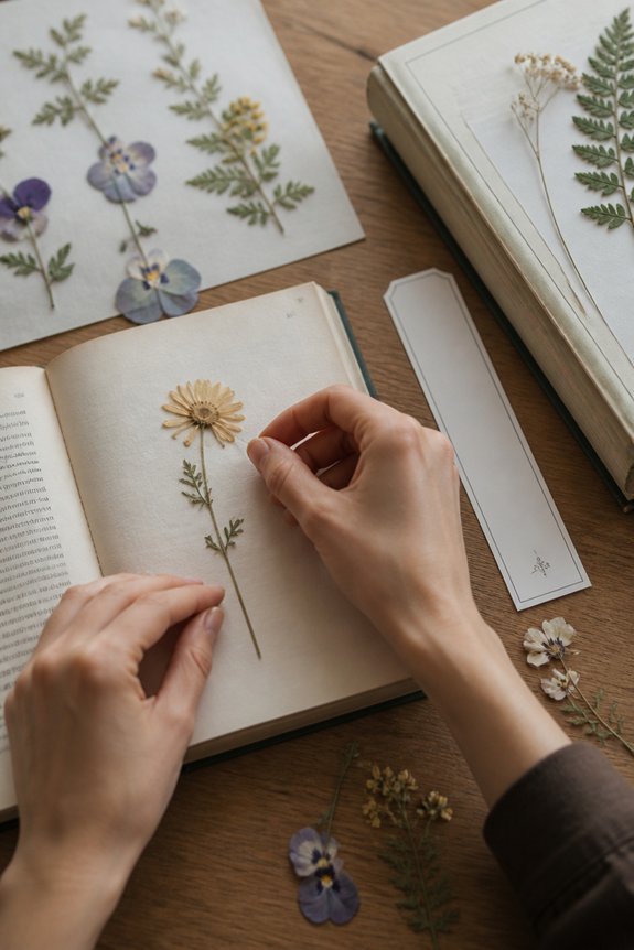 pressed flower bookmarks creation