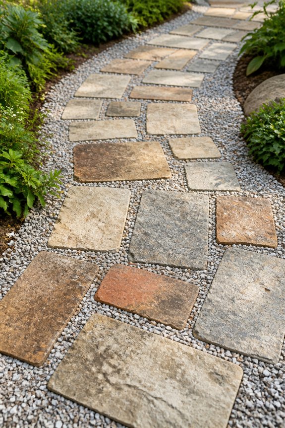 reclaimed pavers with gravel