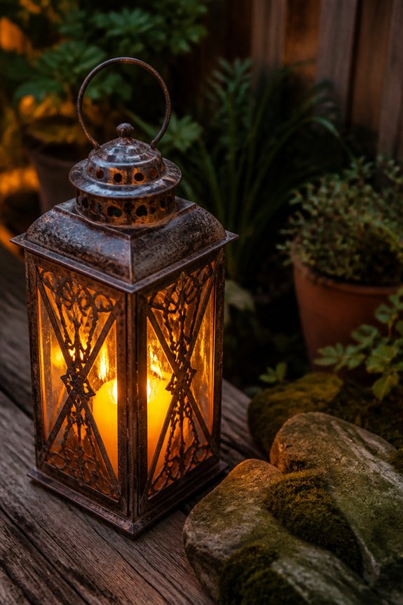 rustic lanterns enhance outdoor ambiance