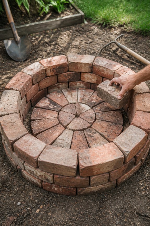salvaged brick fire pit