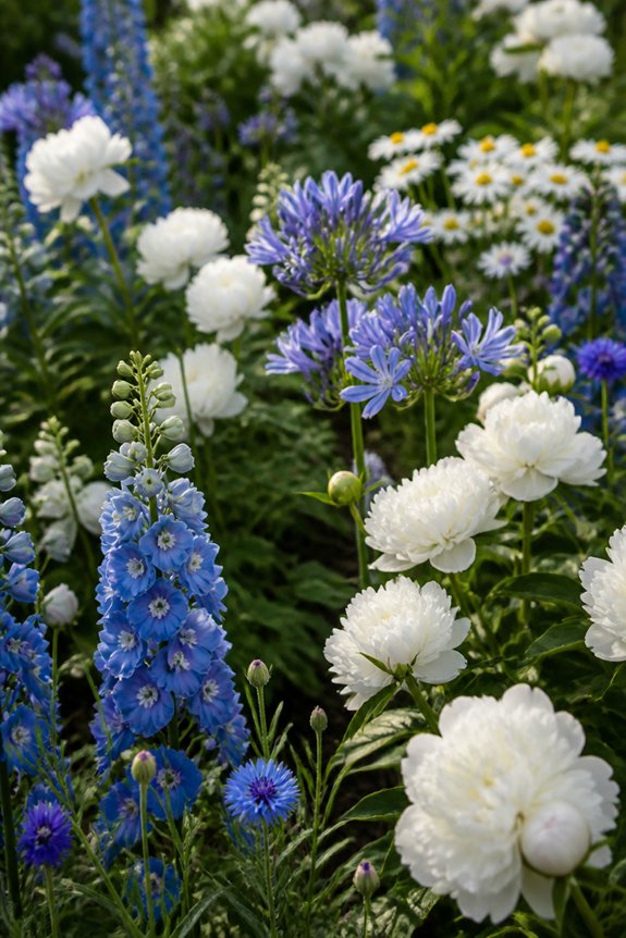 serene blue and white