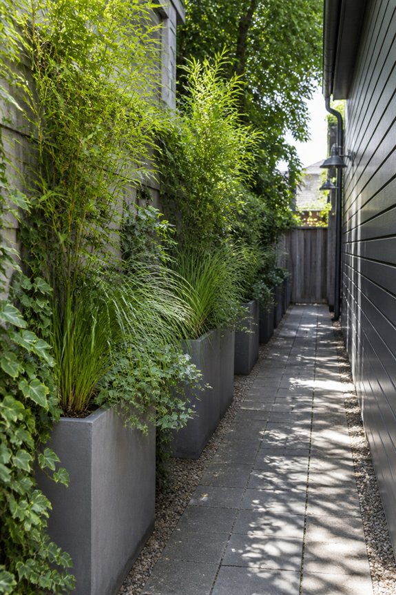slim planters for narrow yards