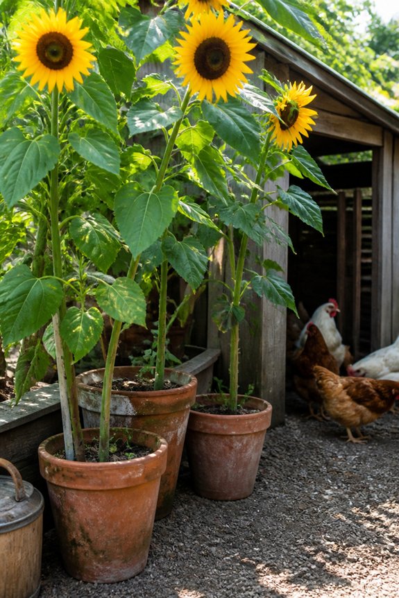sunflowers benefiting chicken coops