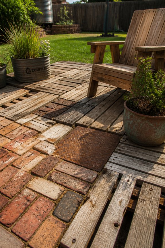 sustainable patio with salvaged materials