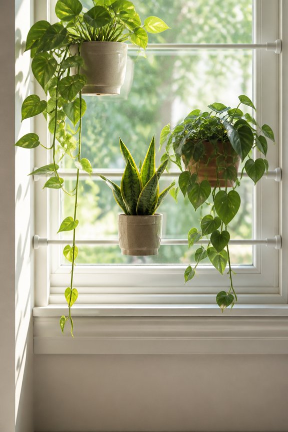 tension rods for plant shelves
