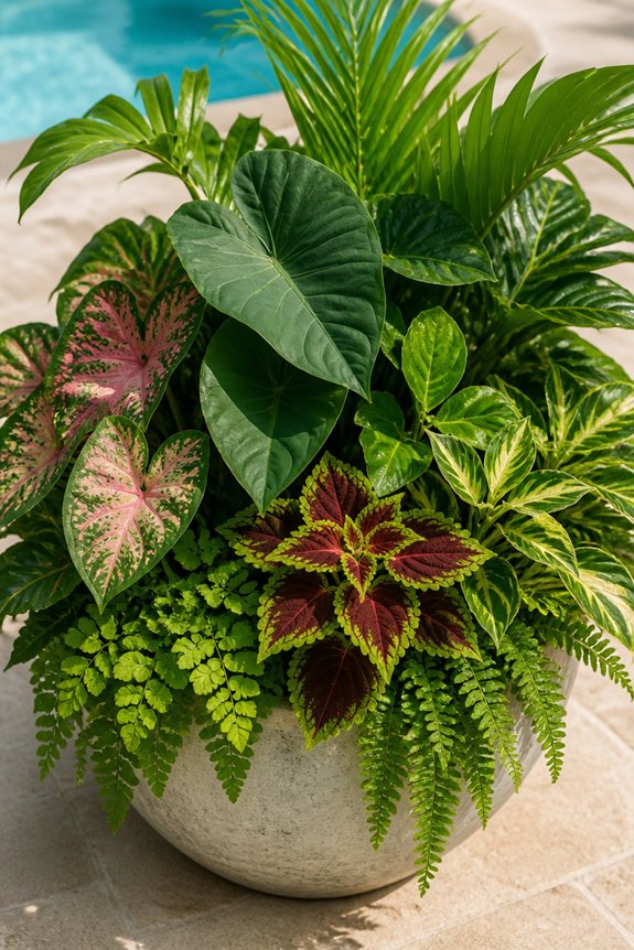 tropical foliage pool container