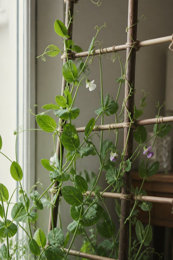 vertical gardening with peas