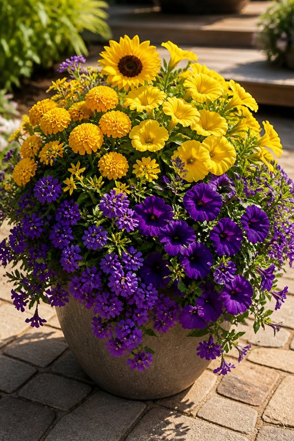 vibrant yellow purple container combination