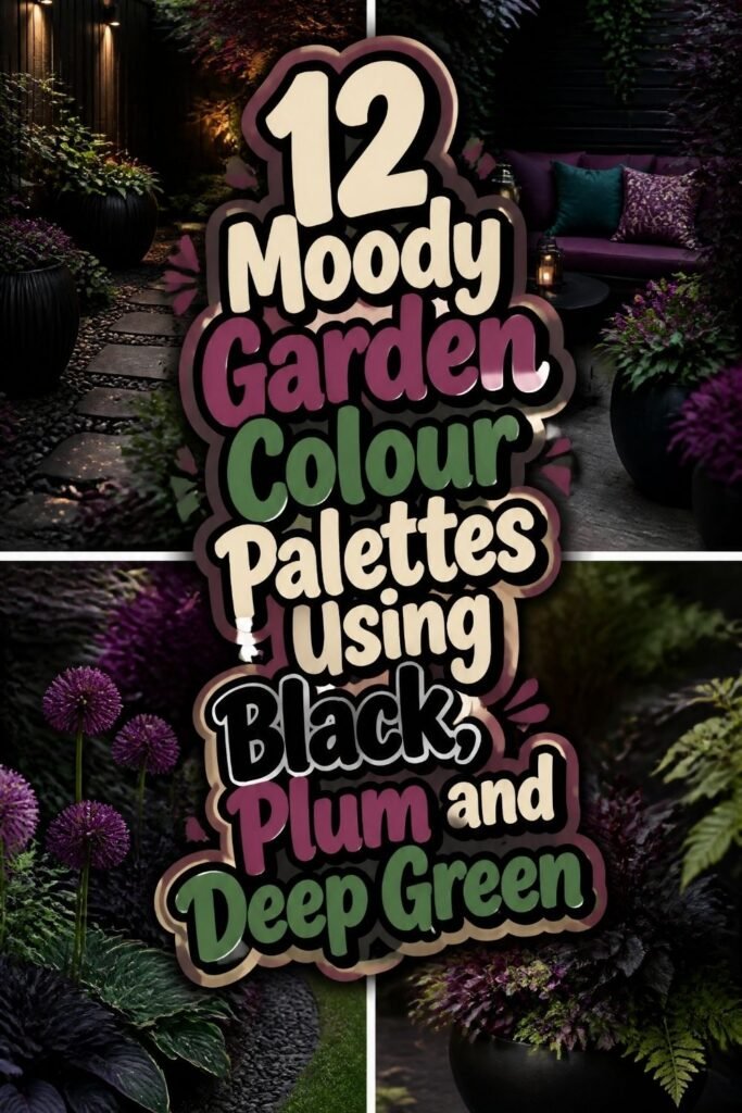 12 Moody Garden Colour Palettes Using Black, Plum and Deep Green