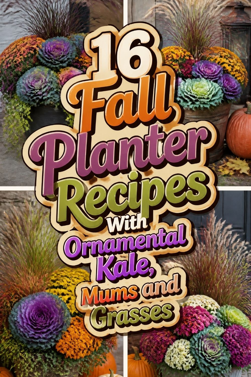 16 Fall Planter Recipes With Ornamental Kale, Mums and Grasses
