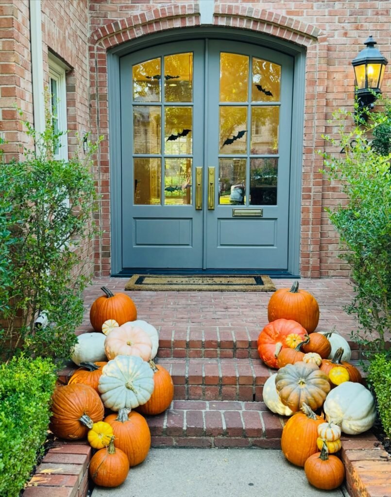 Let Existing Greenery Frame a Minimal Pumpkin Staircase