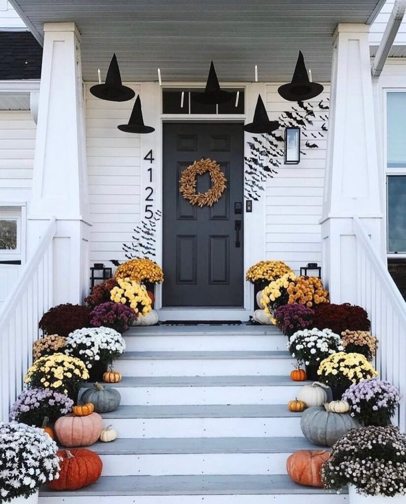 Line Every Step With Mums for a Full Staircase Look