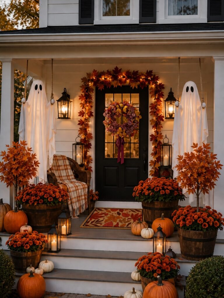 Line the Steps With Big Pots of Orange Mums