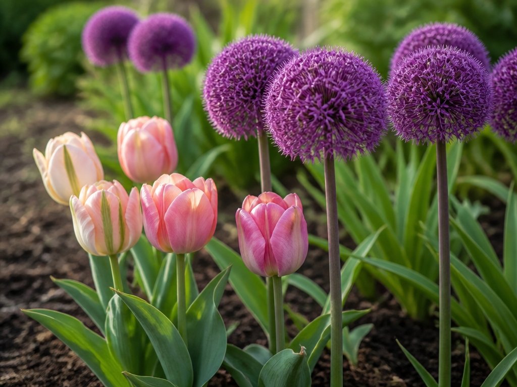 alliums and late tulips