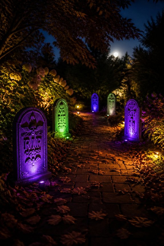 atmospheric illuminated grave pathways