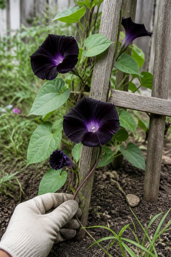 climbing black morning glories