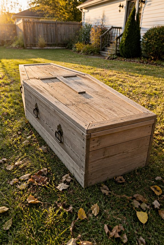 coffin shaped wooden box prop
