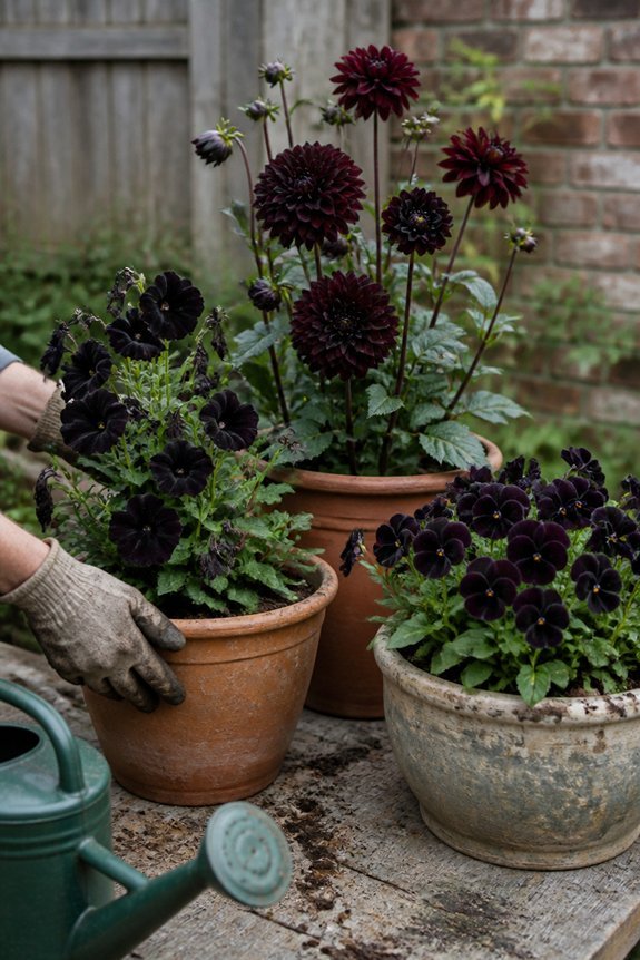 consistent black flower blooms