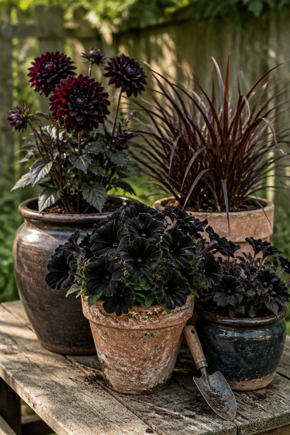 contrast pots enhance blooms