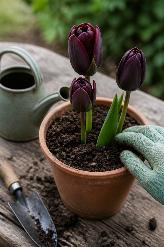 dark burgundy tulip variety