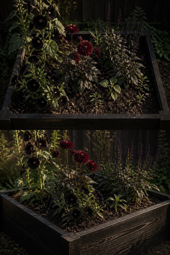 dark dramatic garden elements