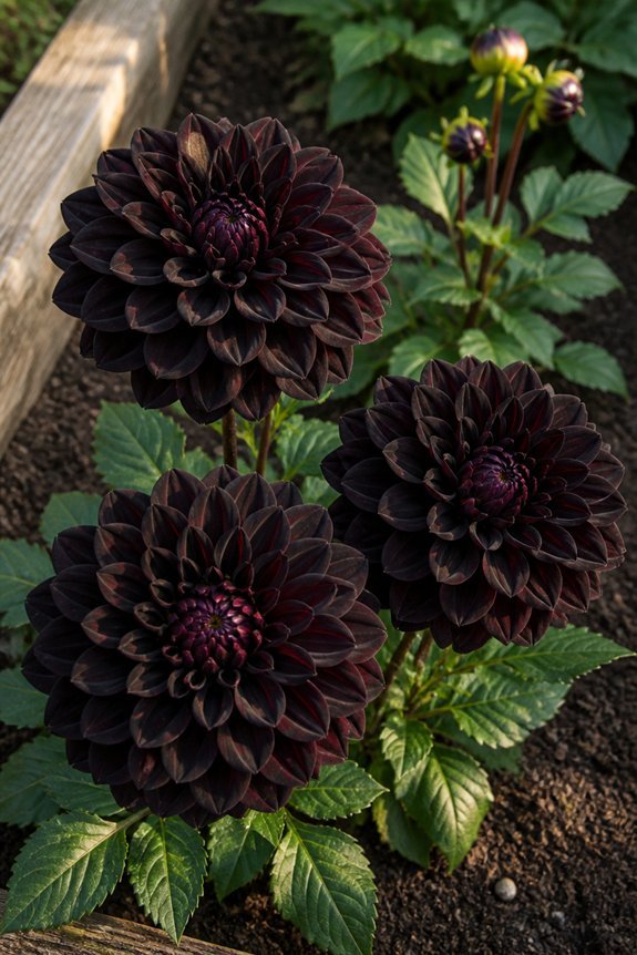 dark petals striking heights
