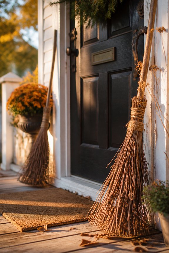 decorative porch broom placement