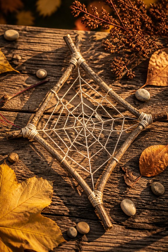 decorative twig spider webs