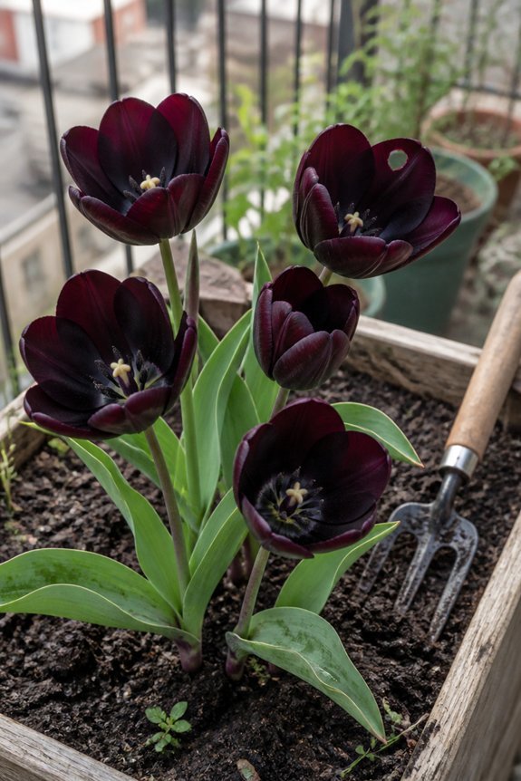 deep purple black single petals