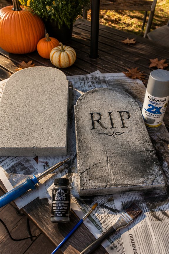 diy halloween foam tombstones