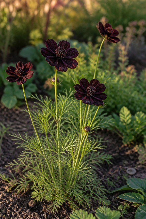 dramatic black blooms thrive