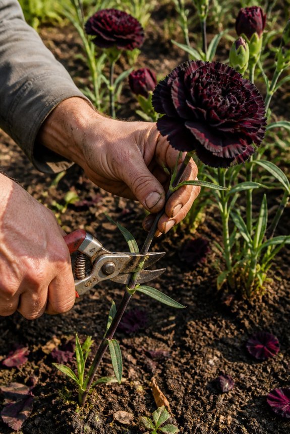 durable black carnation blooms