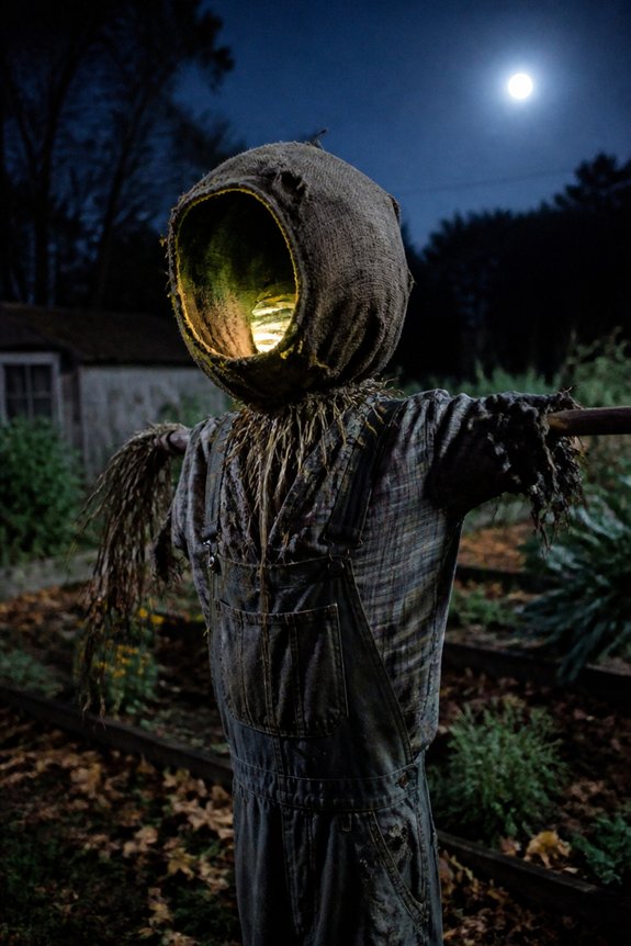 eerie illuminated scarecrow head