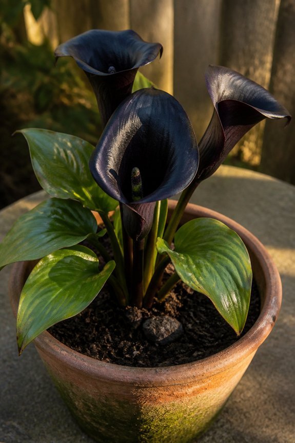 elegant black calla lilies