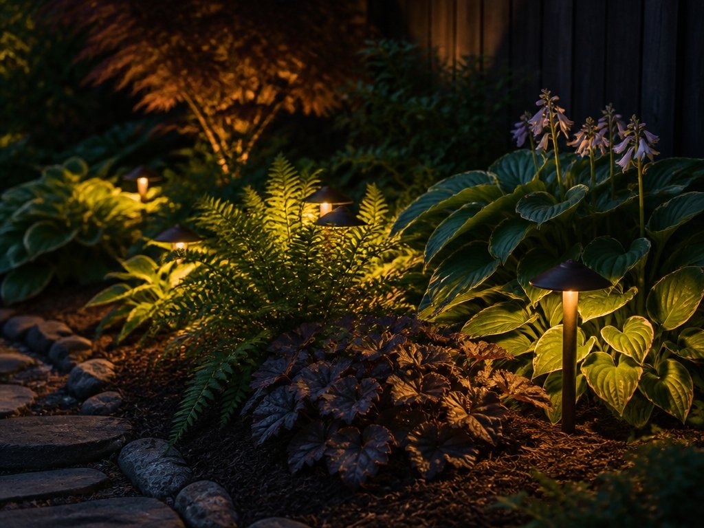 enhance shade gardens with lighting