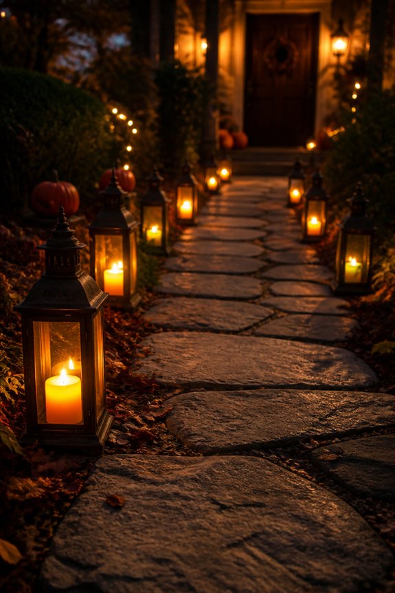 flickering candlelit pathway lanterns