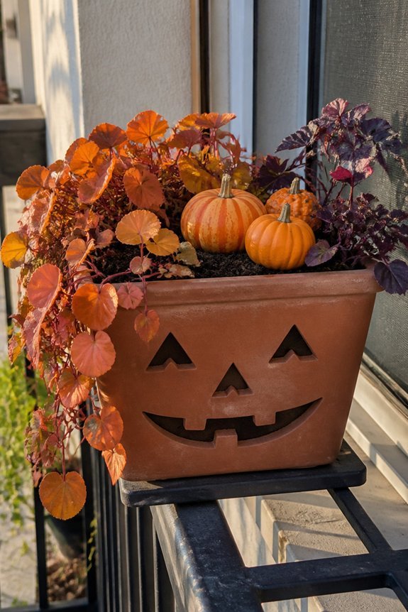 glowing pumpkin planter display