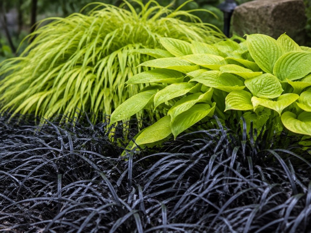 high contrast shade garden design