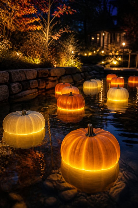 illuminated floating pumpkin displays